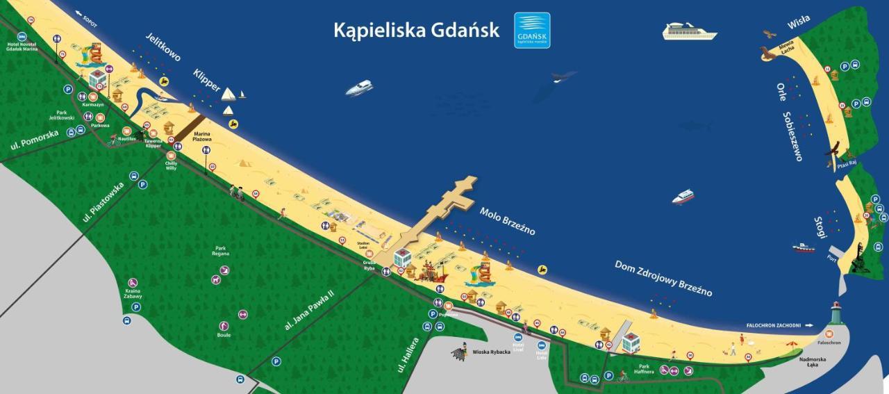 Sunny Sleeps 4 By The Beach With Garden Patio - Gdansk Przymorze Apartment Exterior photo